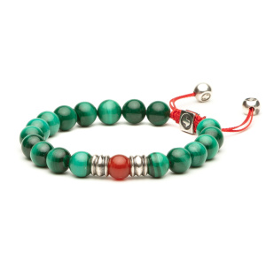 ENISSEY Браслет Shambala Curl малахит, сердолик