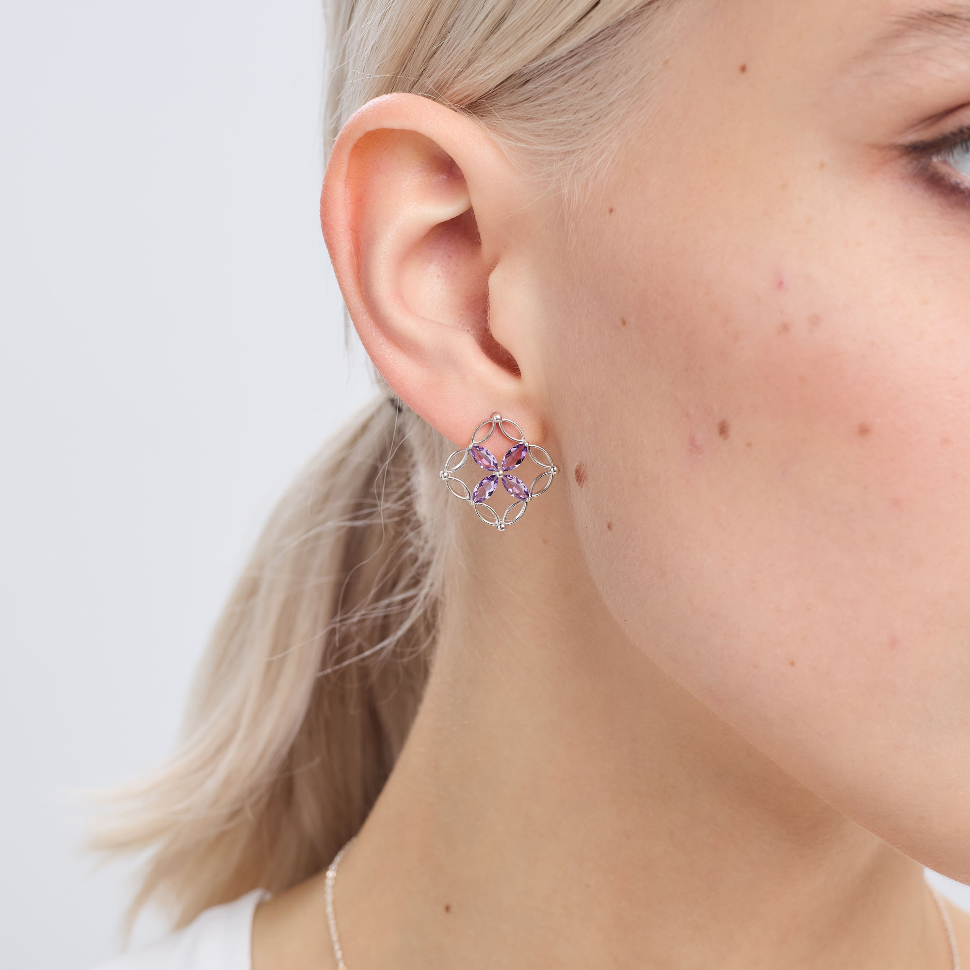 INFANTA Серьги Principessa Marchese с аметистами в серебре