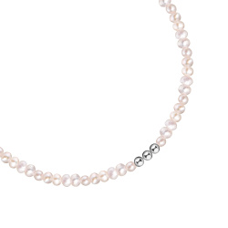 MS. MARBLE Браслет с жемчугом на красной нитке серебро