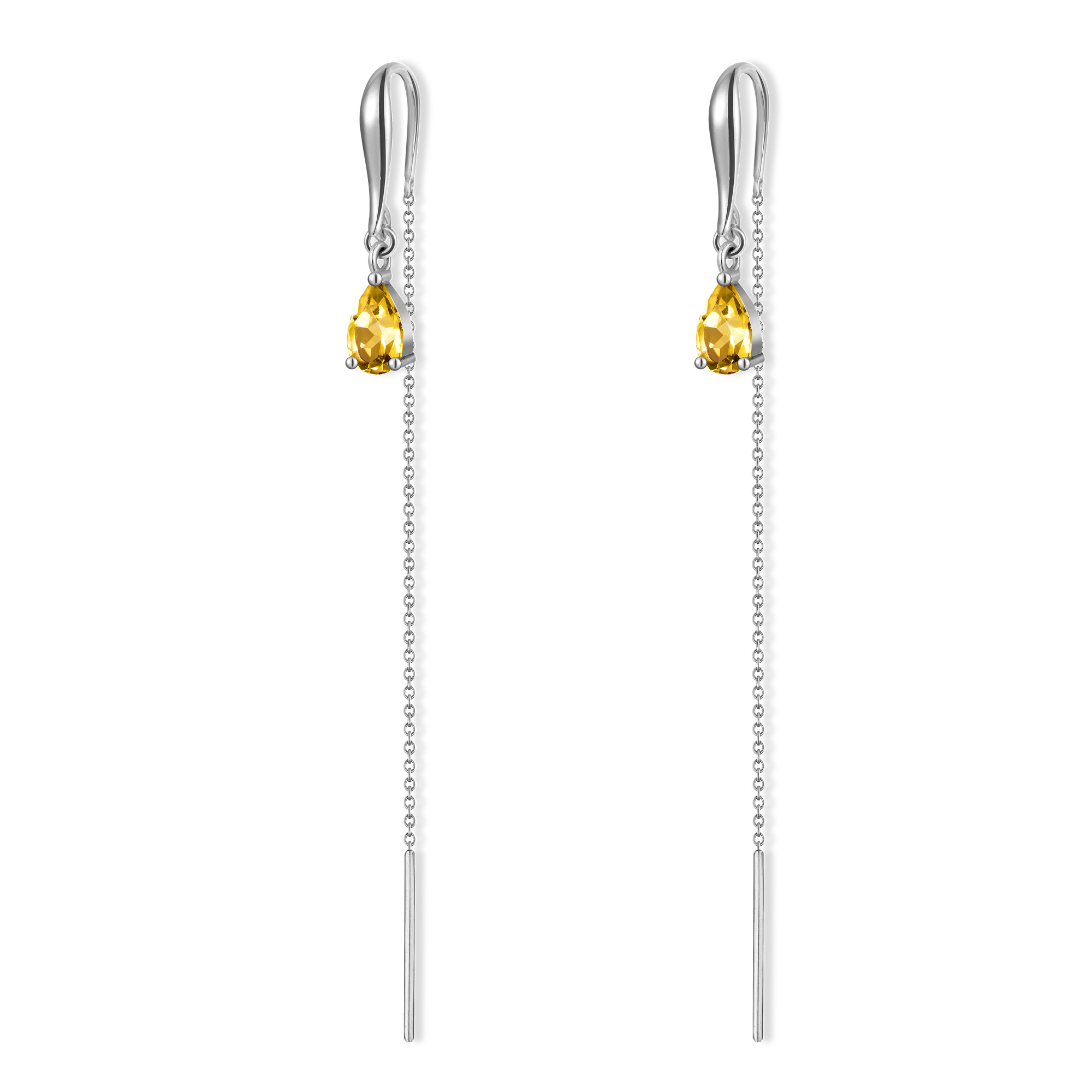 INFANTA Серьги протяжки Goccia с цитрином в серебре