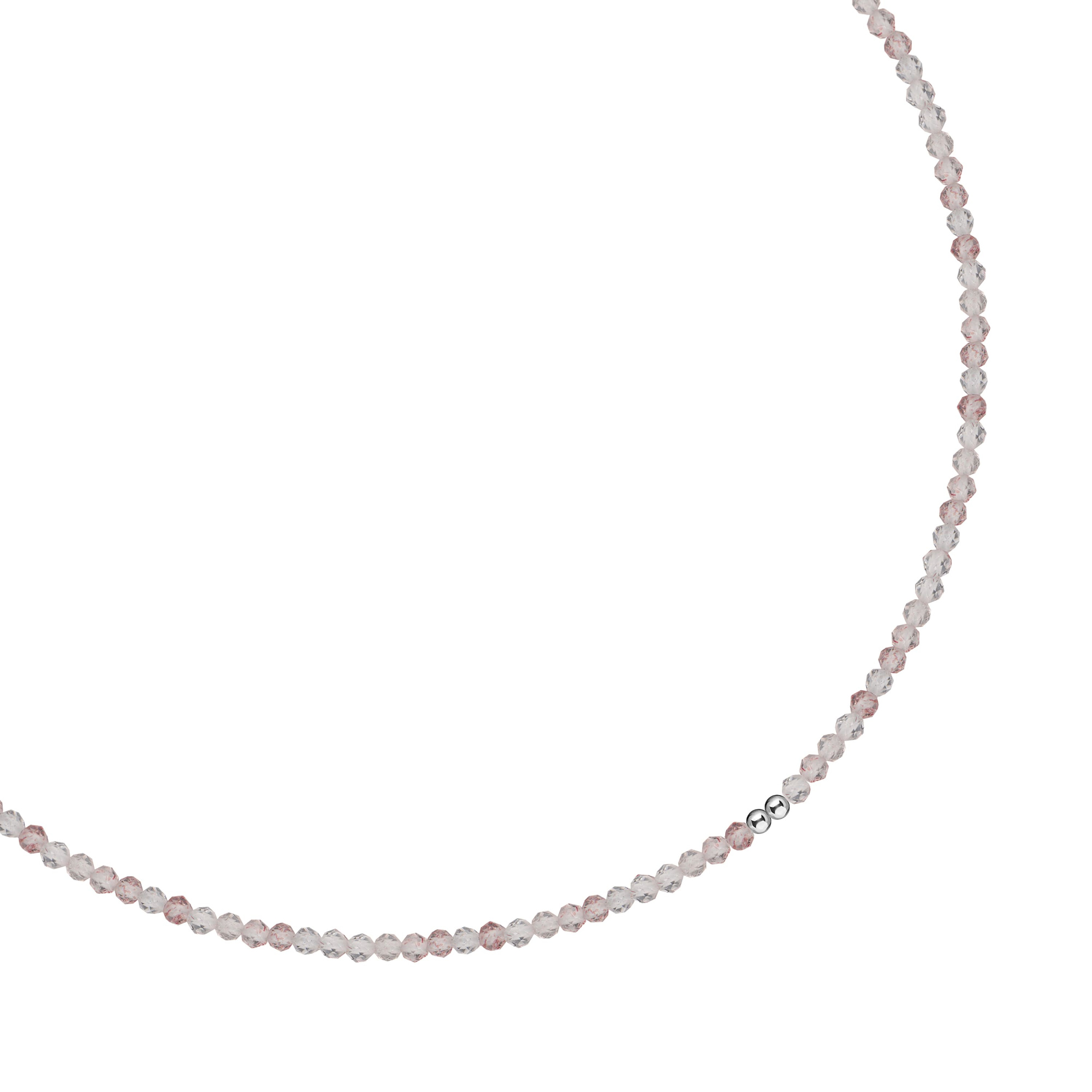 MS. MARBLE Чокер с розовым кварцем серебро