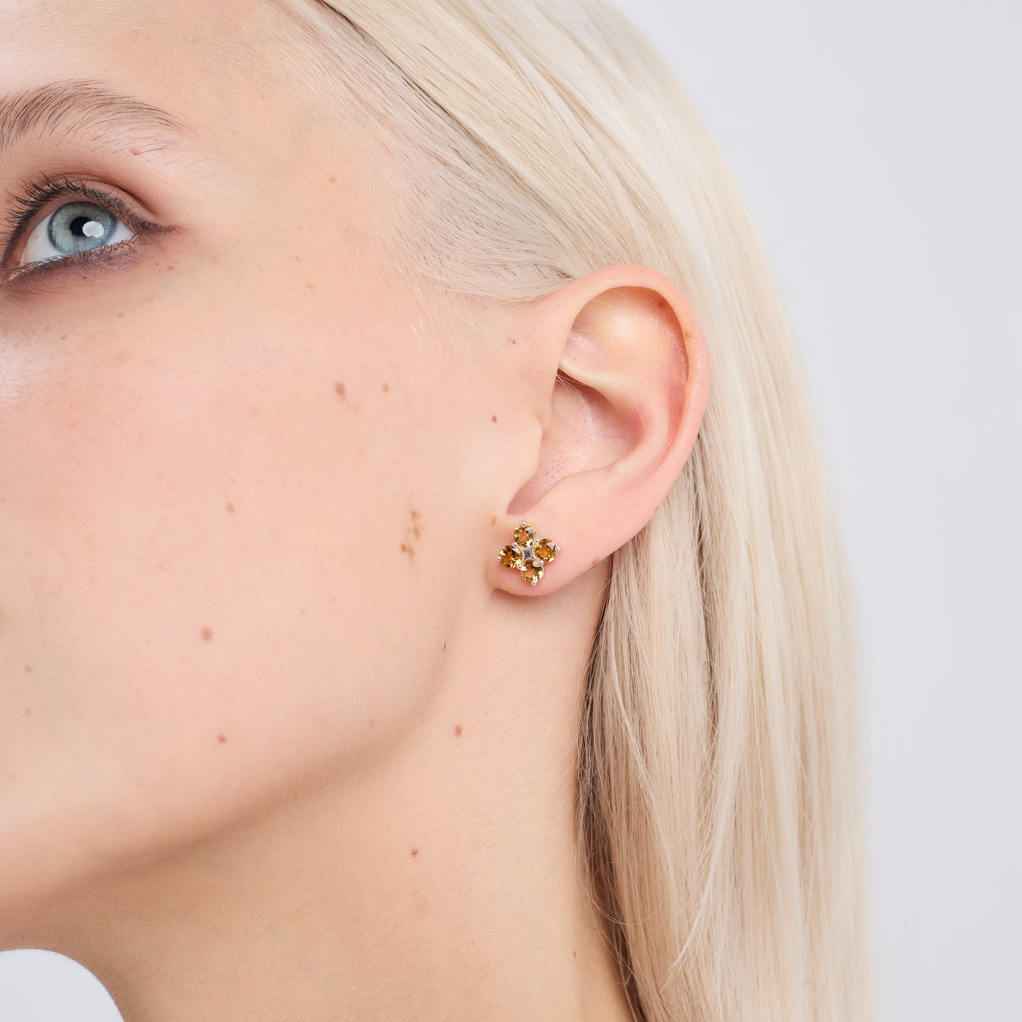 INFANTA Пусеты Principessa Quadrifoglio с цитринами в серебре