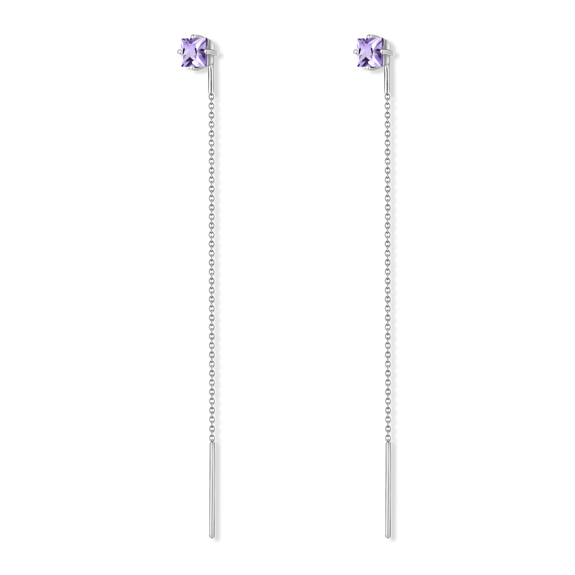 INFANTA Серьги-протяжки Punto e Catena с аметистами в серебре