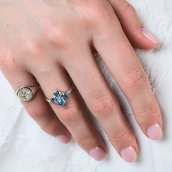 INFANTA Кольцо Principessa Quadrifoglio с топазами в серебре