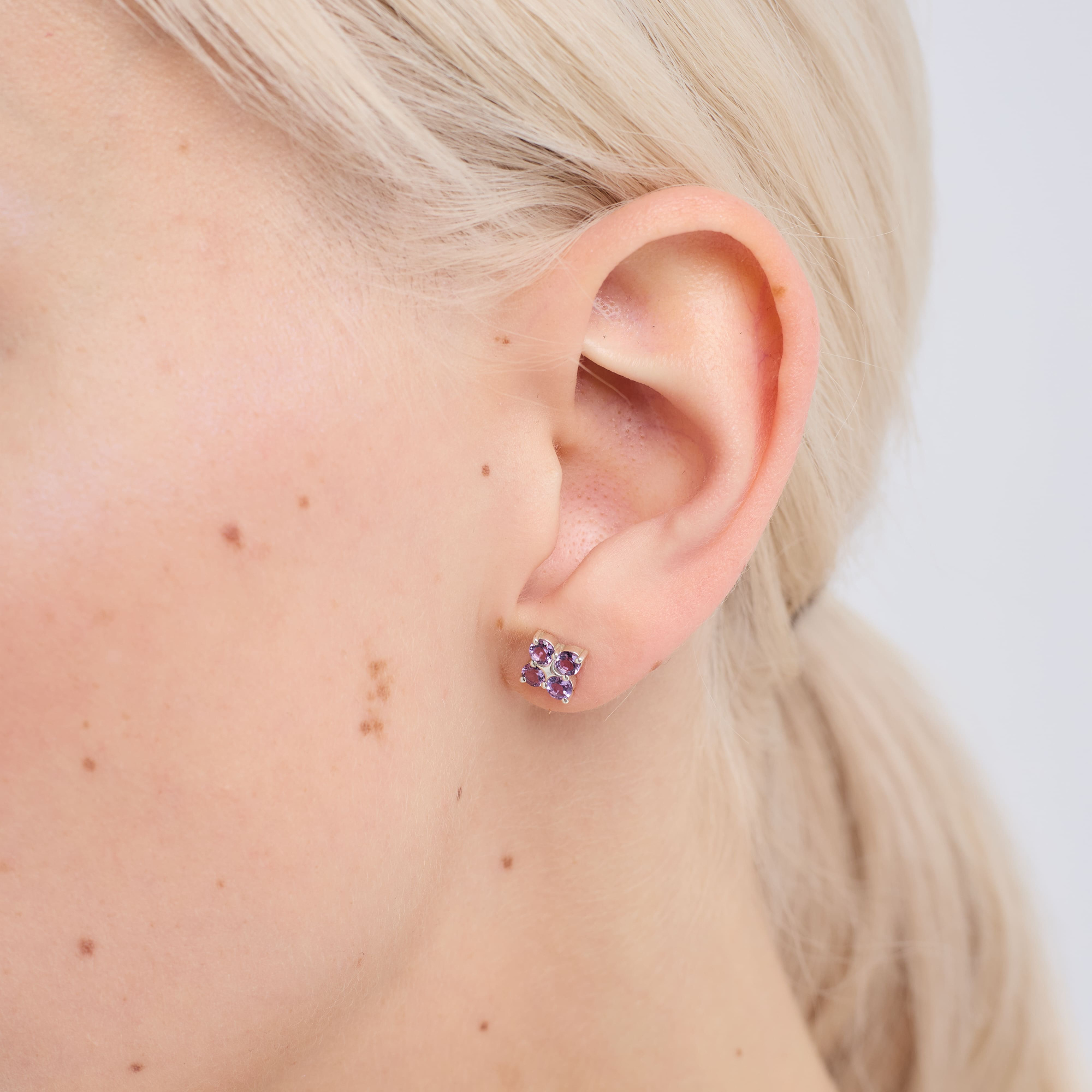 INFANTA Пусеты Principessa piccolo Quadrifoglio с аметистами в серебре