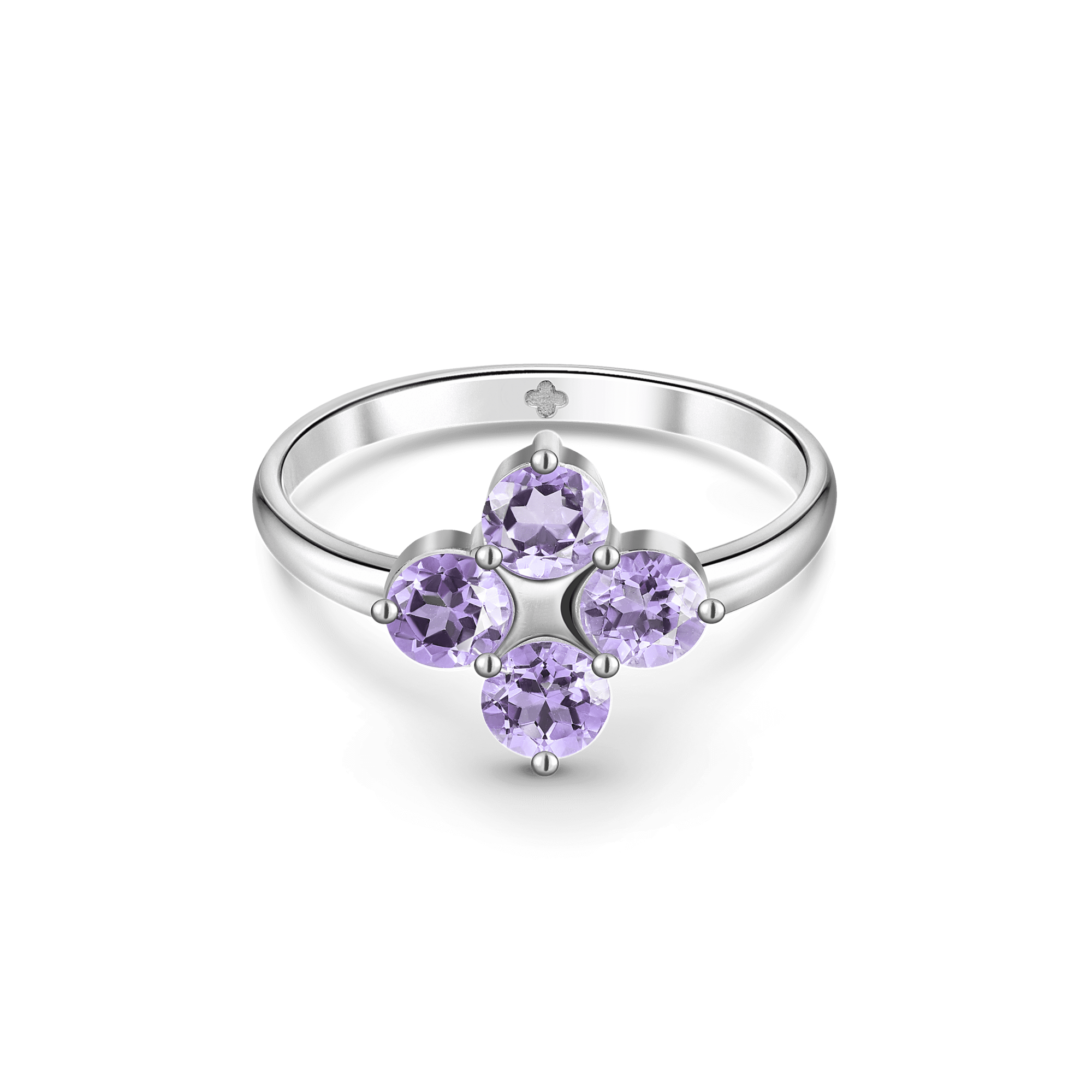 INFANTA Кольцо Principessa Quadrifoglio с аметистами в серебре