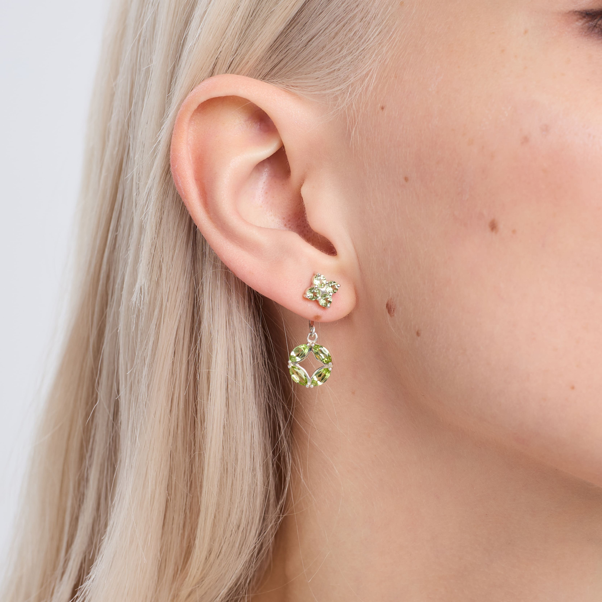 INFANTA Джекет для пусет малый Principessa для серег с хризолитами маркиз в серебре