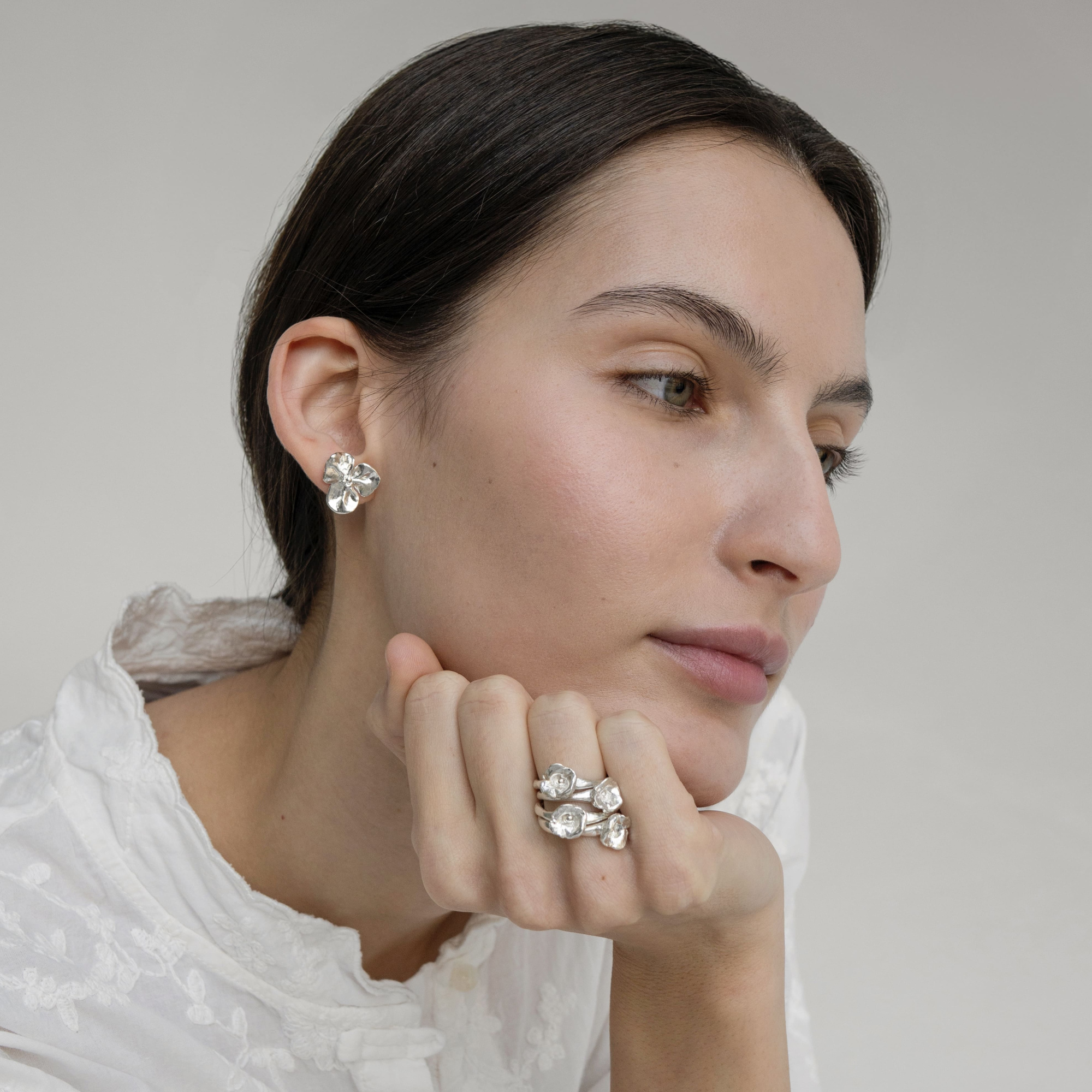 MS.MARBLE Серьга Altai Cvetok Trehlistnik