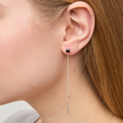 INFANTA Серьги-протяжки Punto e Catena с гранатами в серебре