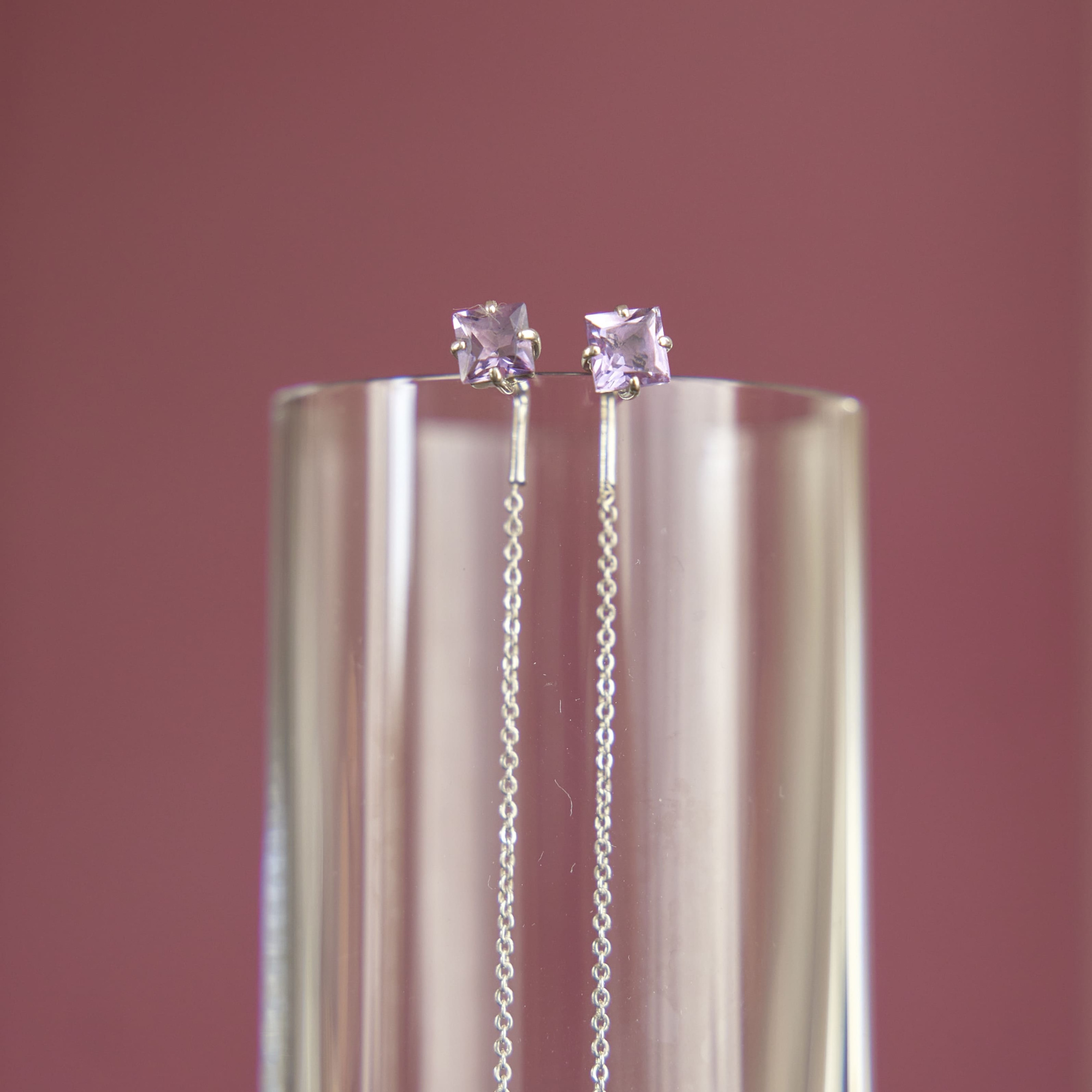 INFANTA Серьги-протяжки Punto e Catena с аметистами в серебре