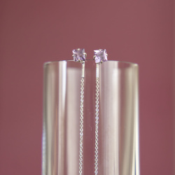 INFANTA Серьги-протяжки Punto e Catena с аметистами в серебре