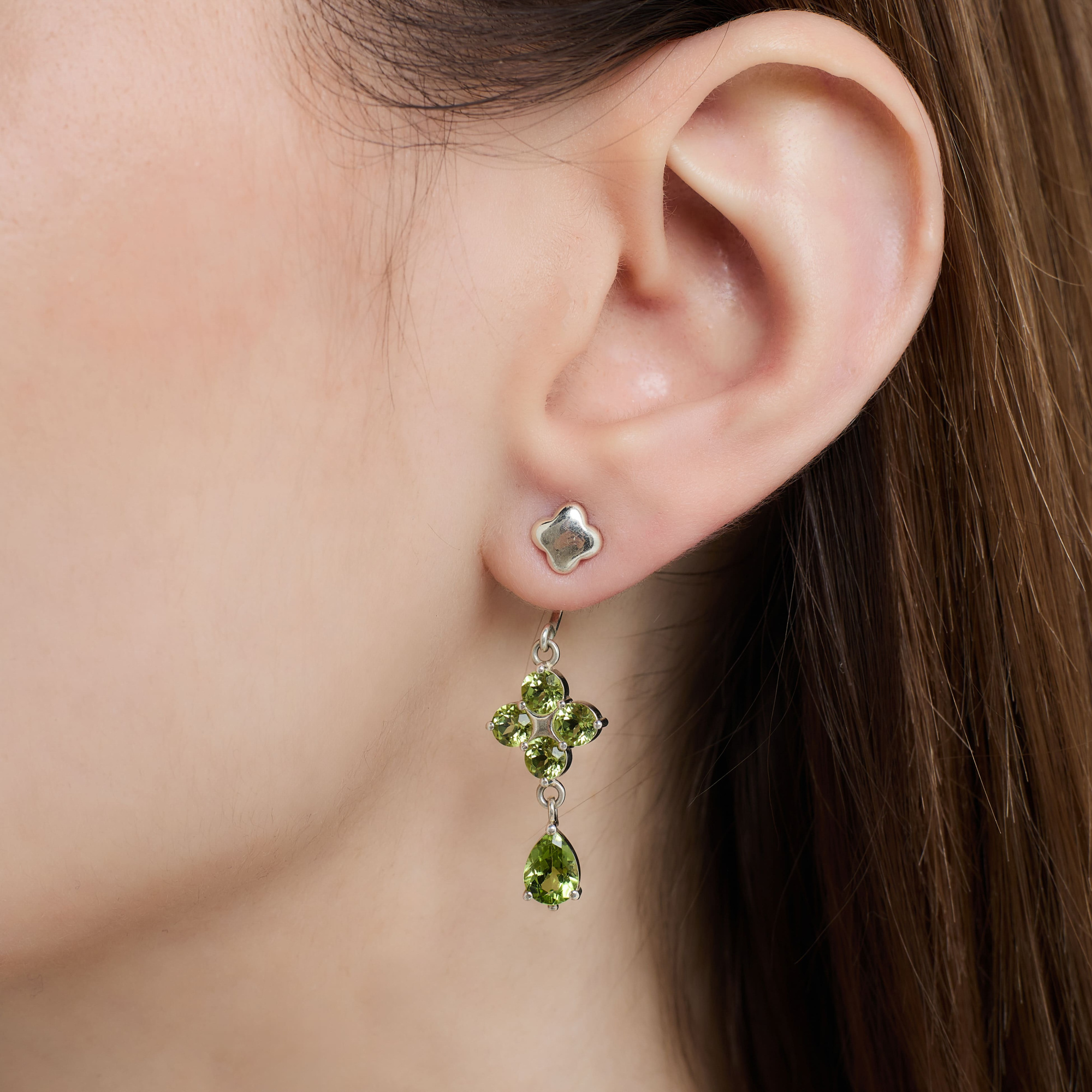 INFANTA Джекет для пусет Principessa Quadrifoglio e pera с хризолитами в серебре