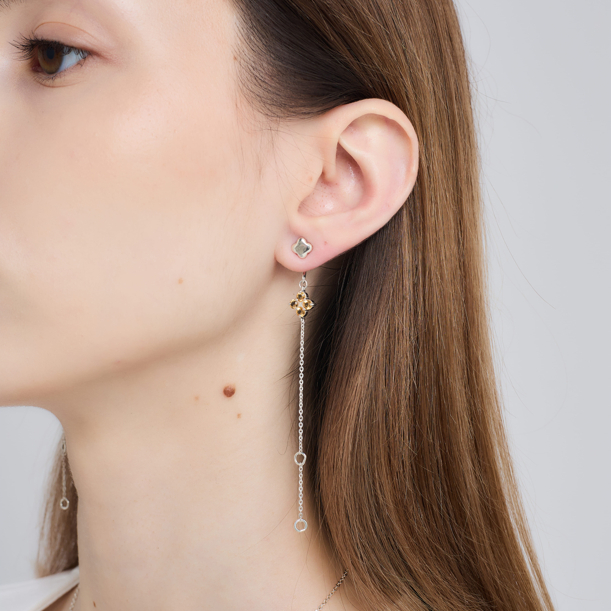 INFANTA Джекет для серег с цепочкой Principessa с цитринами