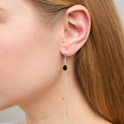 INFANTA Серьги протяжки Goccia с гранатом в серебре