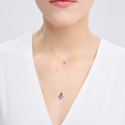 INFANTA Подвеска галстук Principessa Pera с аметистами круг и груша в серебре