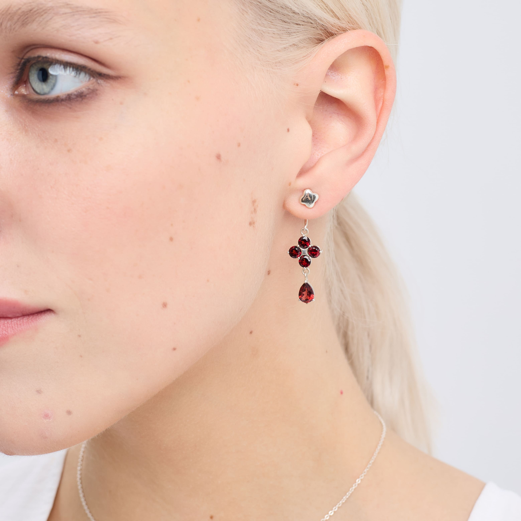 Серьги-трансформеры Principessa Екатерина с гранатами