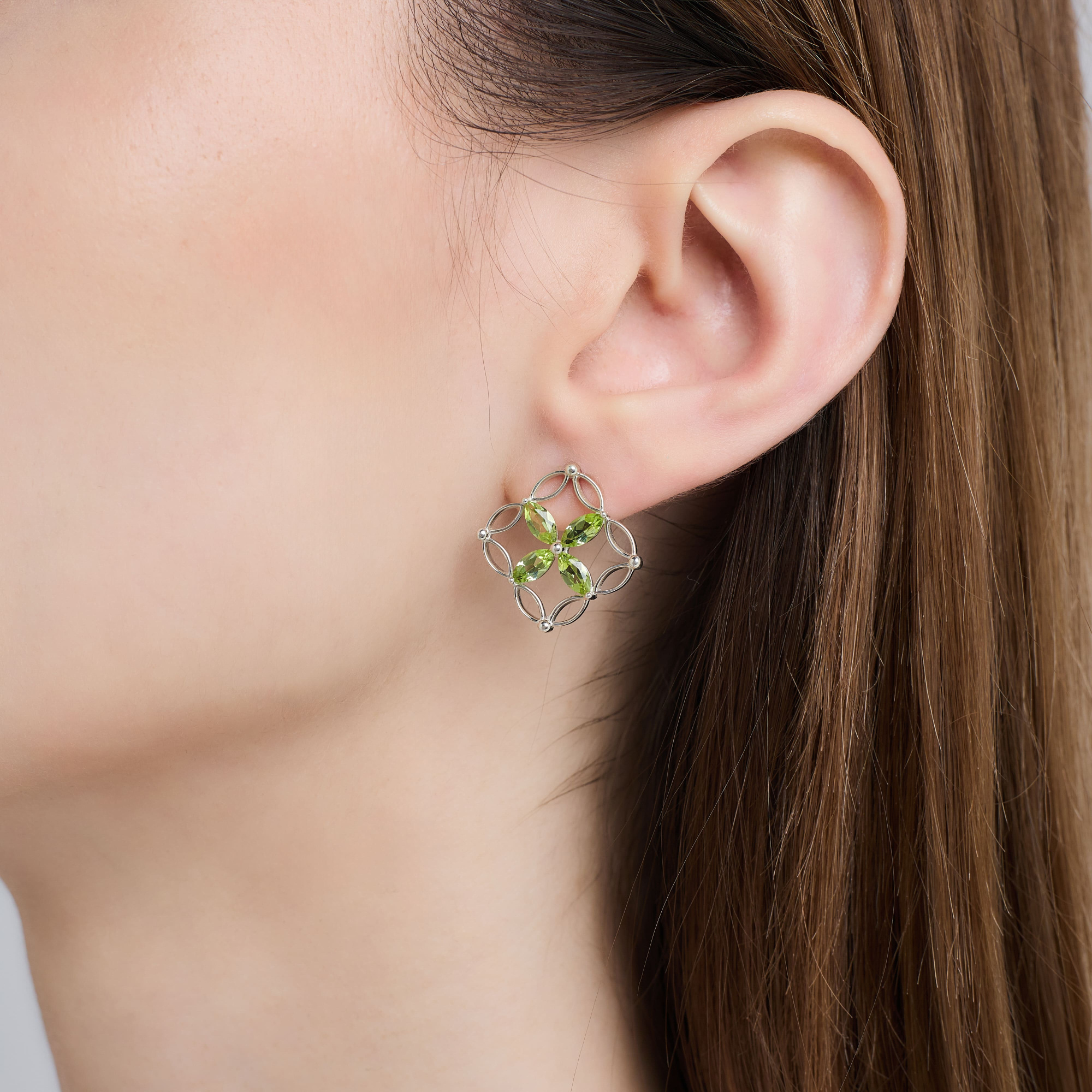 INFANTA Серьги Principessa Marchese с хризолитами в серебре