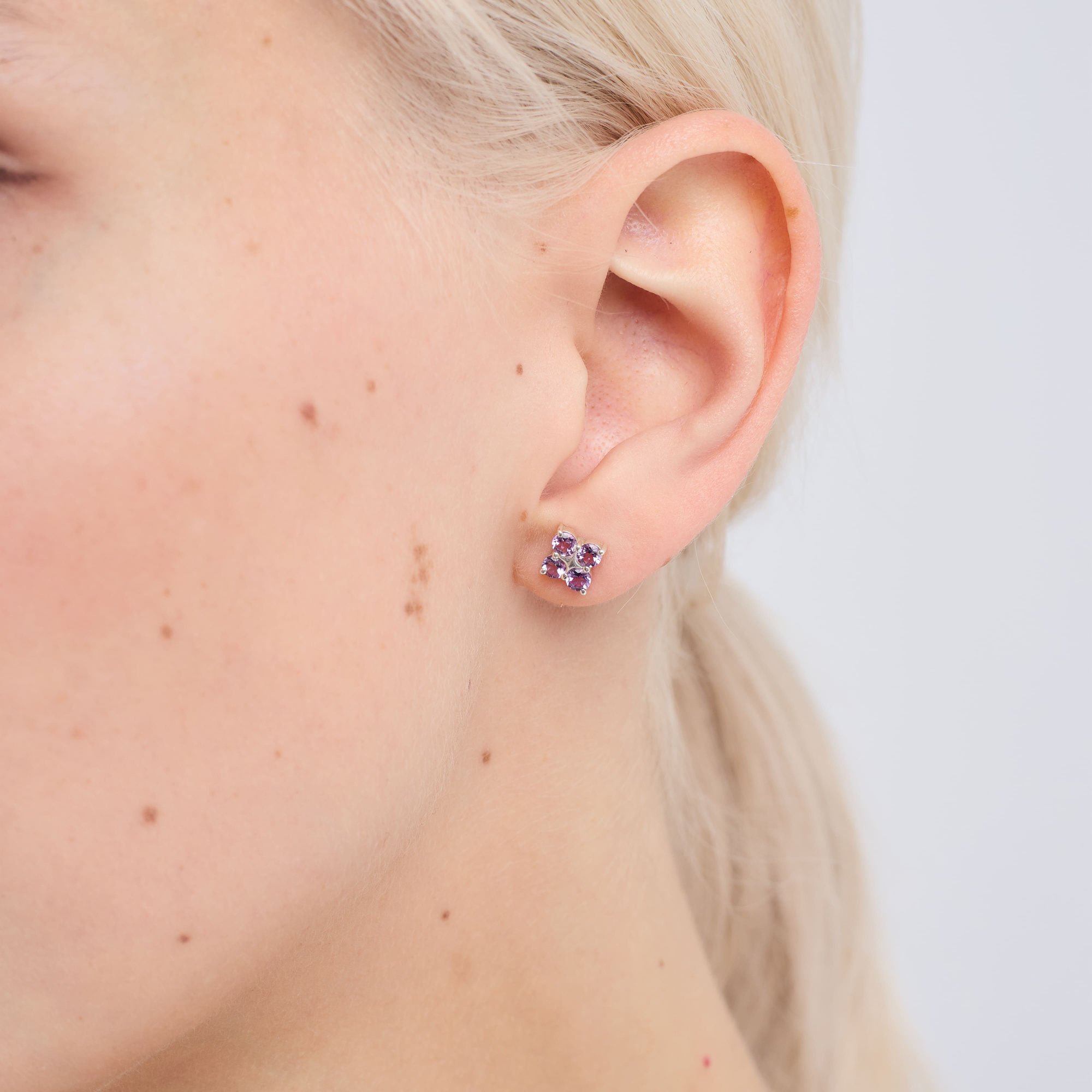 INFANTA Пусеты Principessa piccolo Quadrifoglio с аметистами в серебре