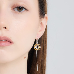 INFANTA Серьги протяжки Principessa Marchese с цитринами в серебре