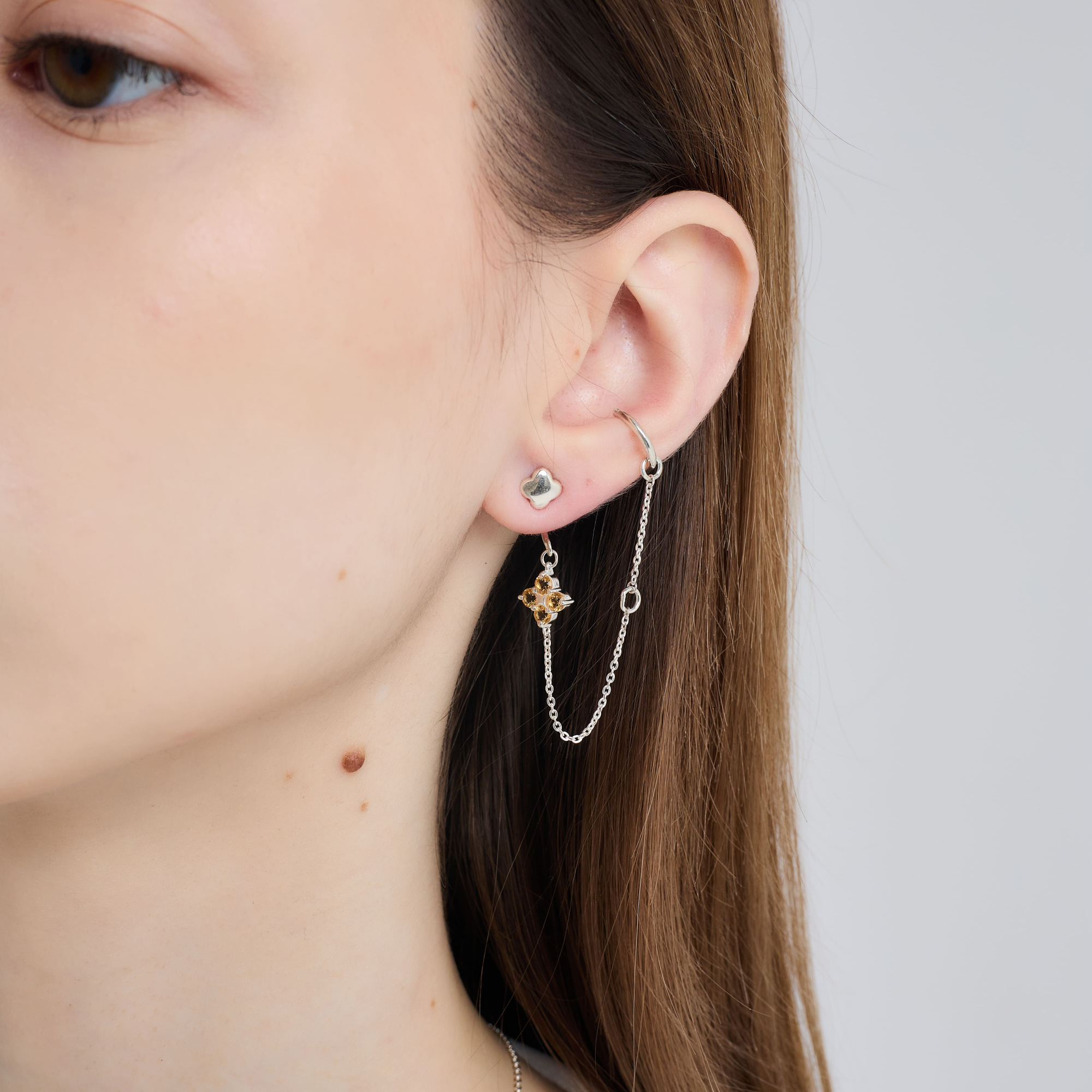 INFANTA Джекет для серег с цепочкой Principessa с цитринами