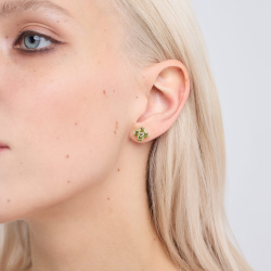 INFANTA Пусеты Principessa Quadrifoglio с хризолитами в серебре