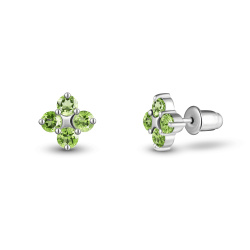 INFANTA Пусеты Principessa piccolo Quadrifoglio с хризолитами в серебре