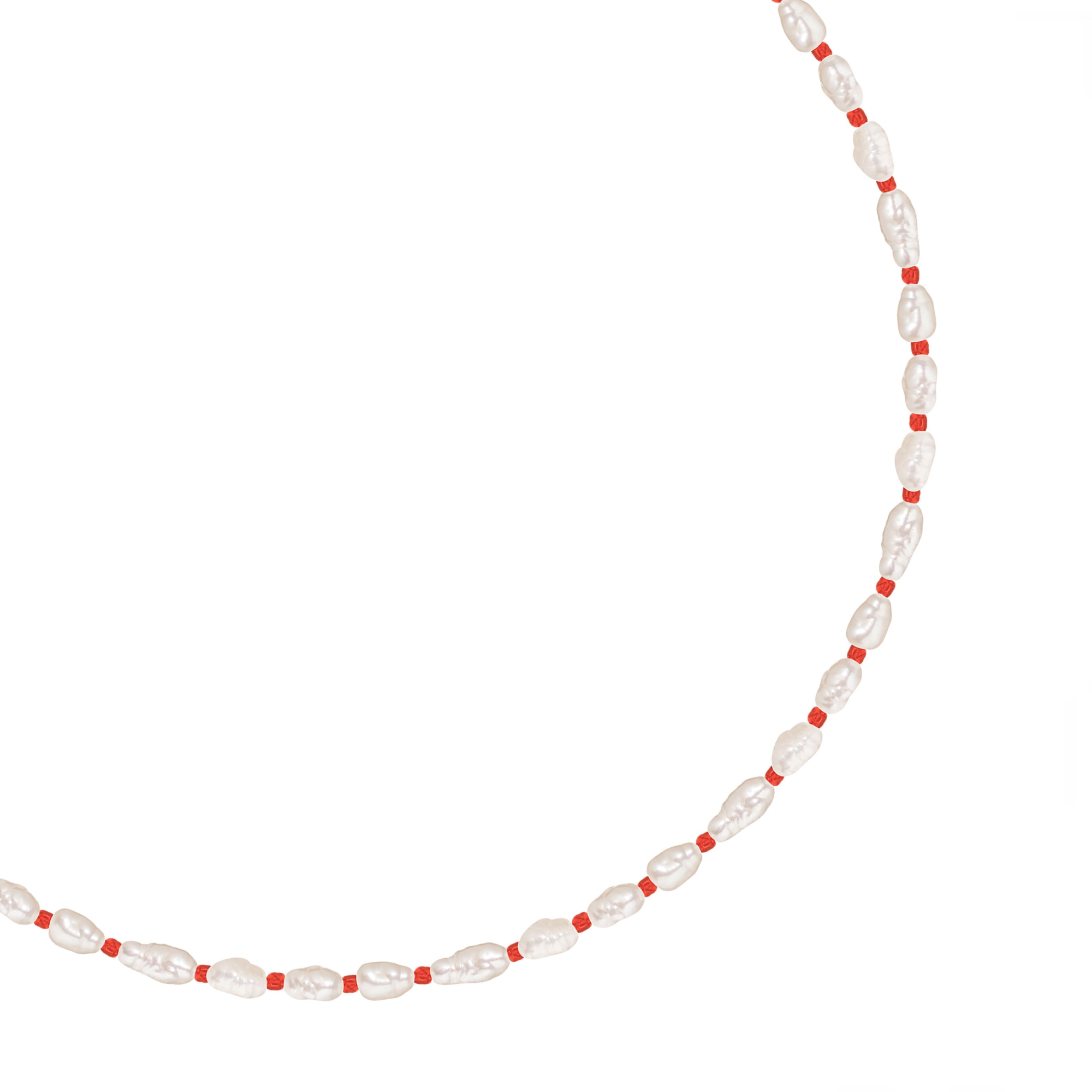 MS.MARBLE Чокер с барочным жемчугом на красной нити