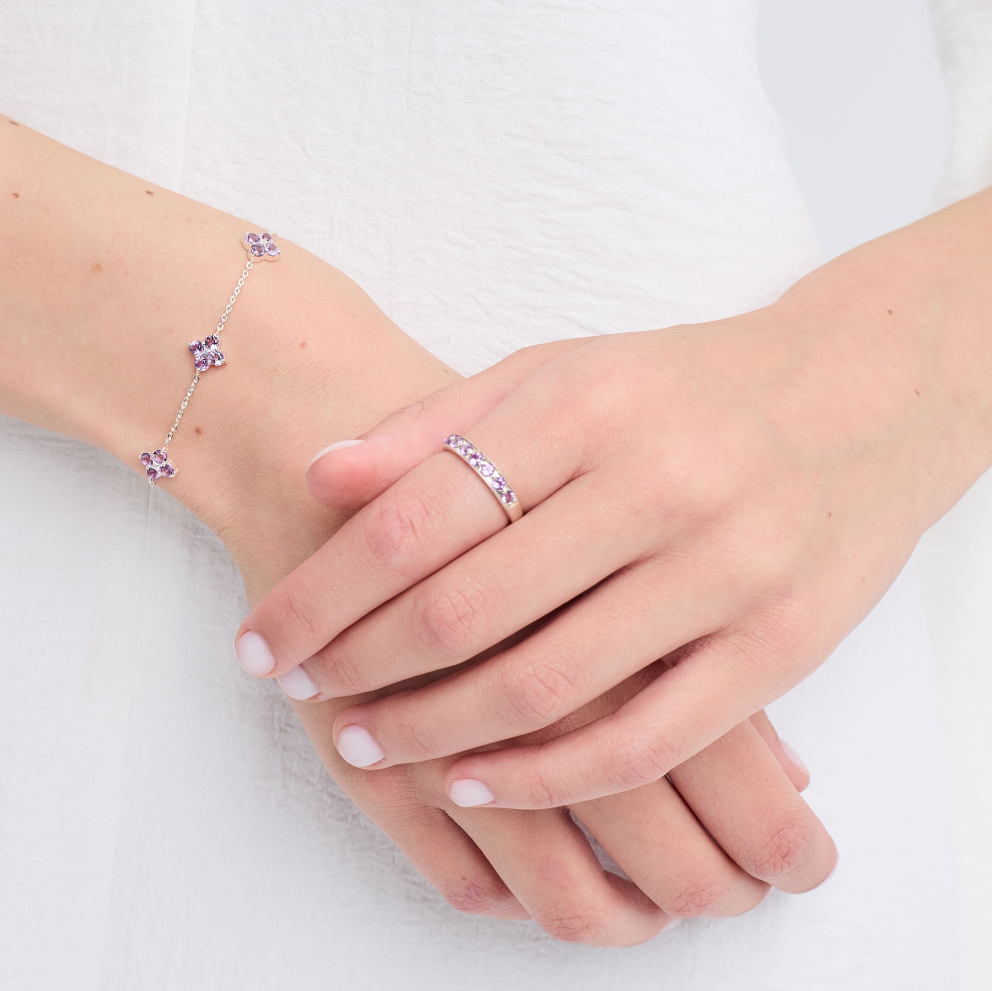 INFANTA Кольцо дорожка Principessa Traccia с аметистами в серебре