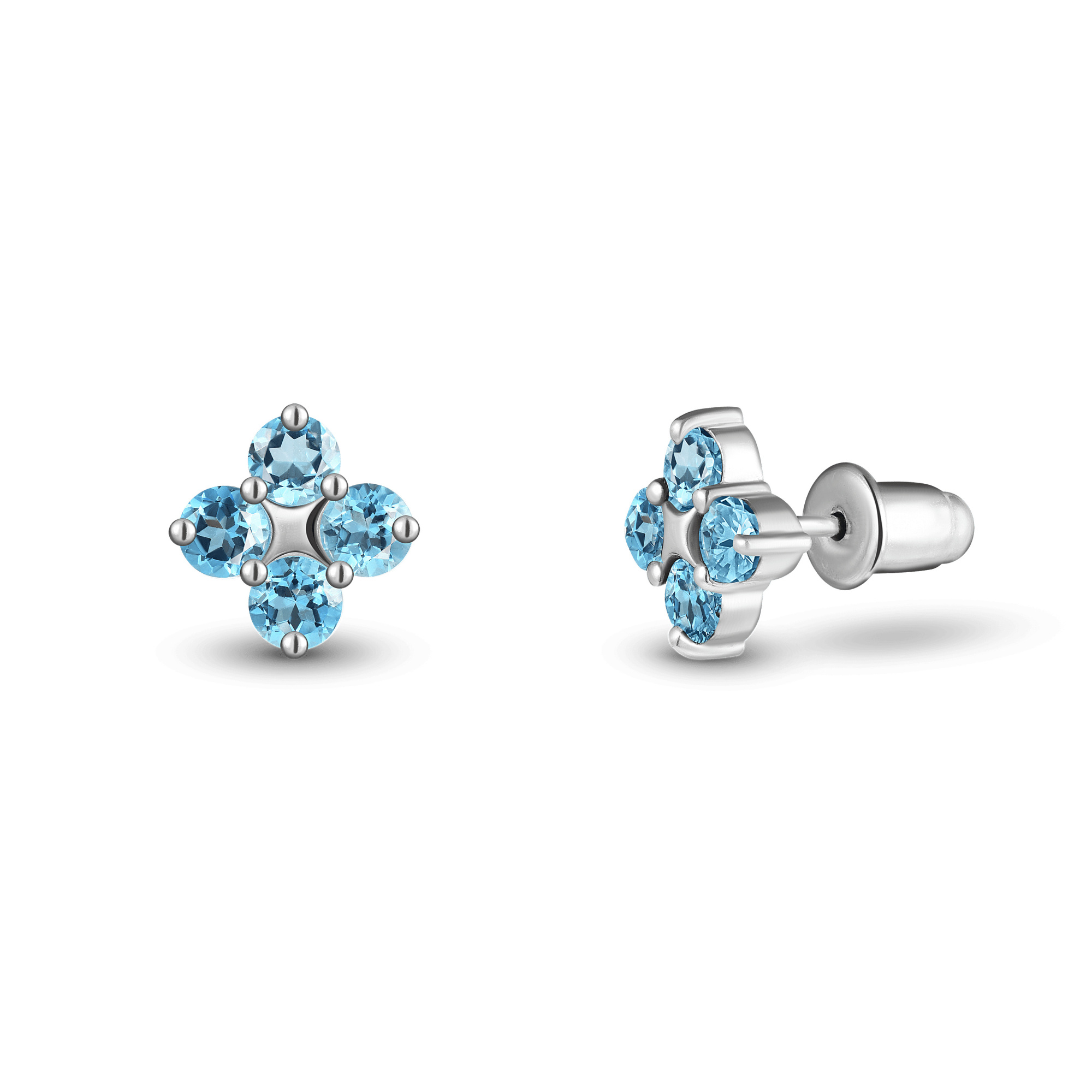 INFANTA Пусеты Principessa piccolo Quadrifoglio с топазами в серебре