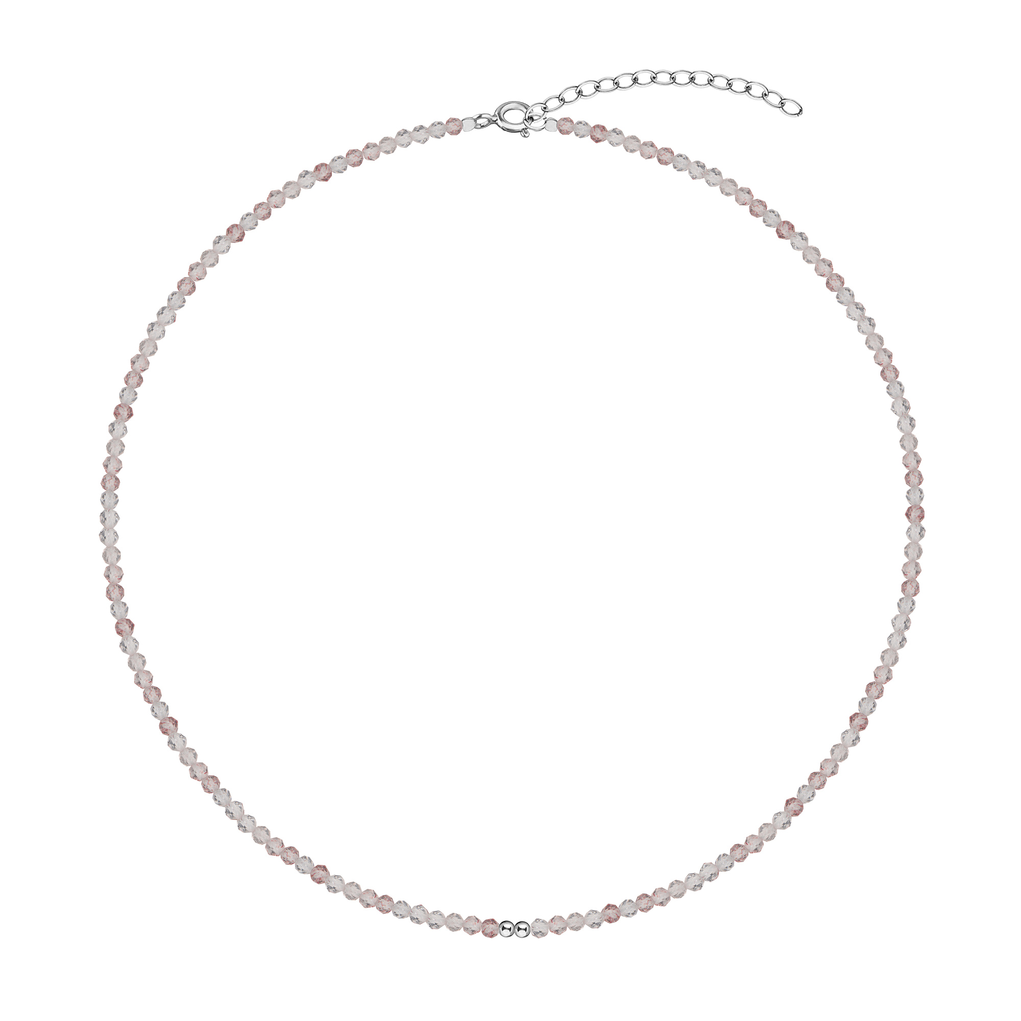 MS. MARBLE Чокер с розовым кварцем серебро