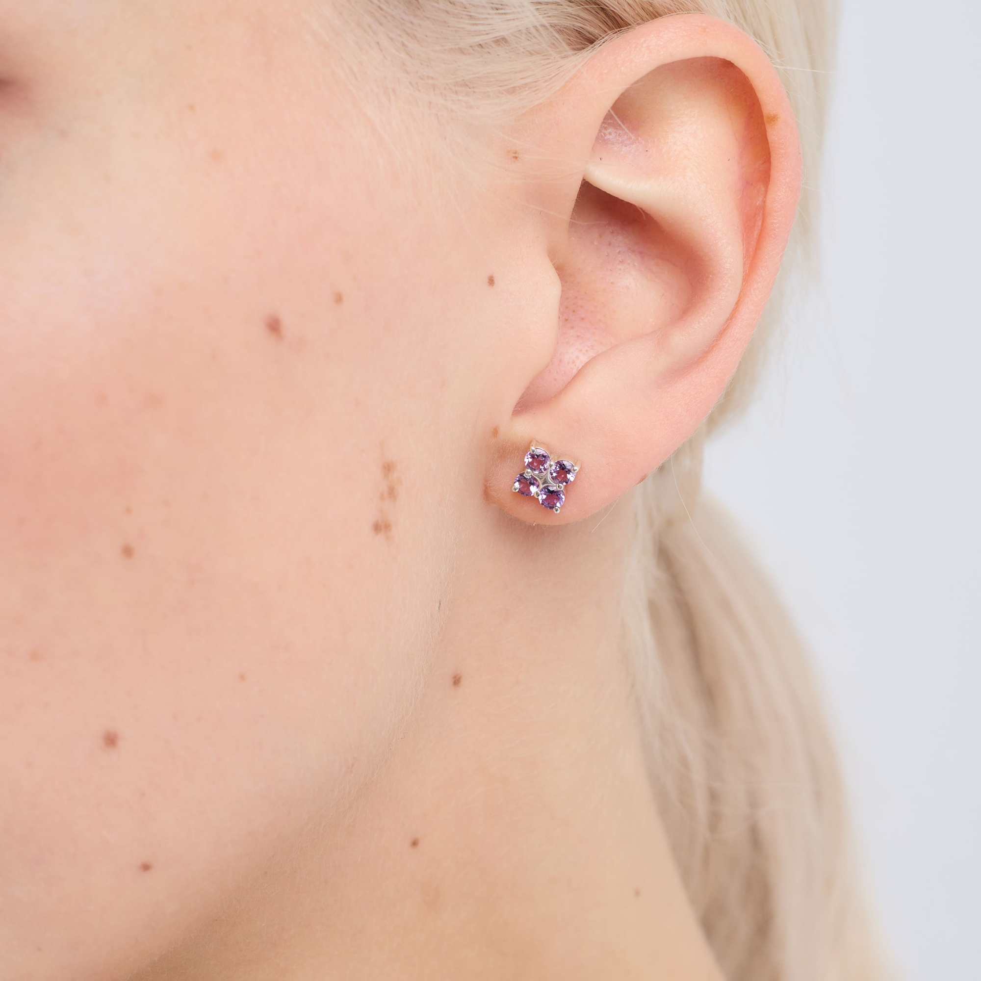 INFANTA Пусеты Principessa piccolo Quadrifoglio с аметистами в серебре