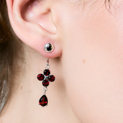 INFANTA Пусеты круглые Principessa Cerchio с гранатами в серебре