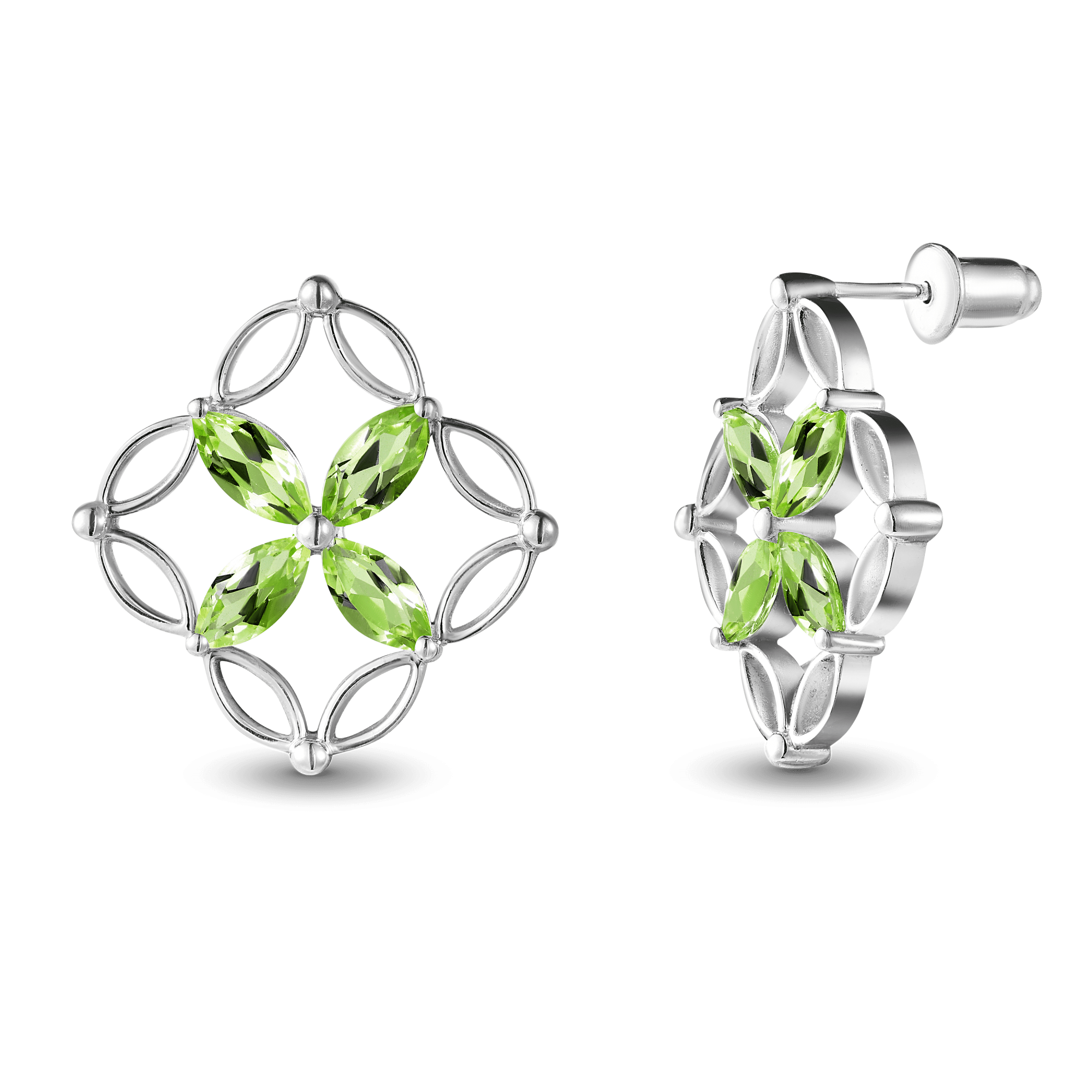 INFANTA Серьги Principessa Marchese с хризолитами в серебре