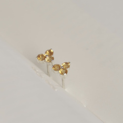 INFANTA Серьги пусеты Principessa Trifoglio с цитринами в серебре