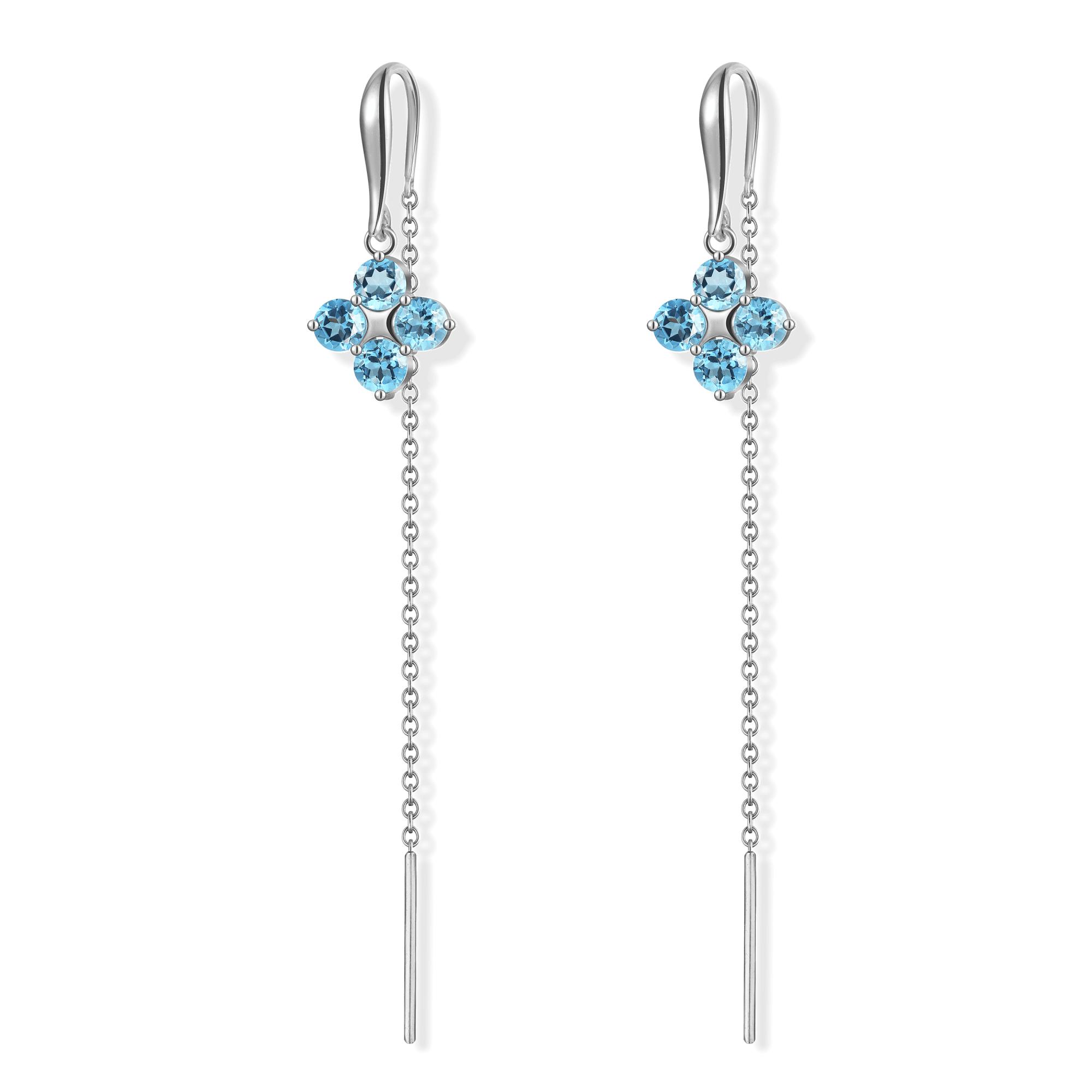 INFANTA Серьги протяжки Principessa Quadrifoglio с топазами в серебре