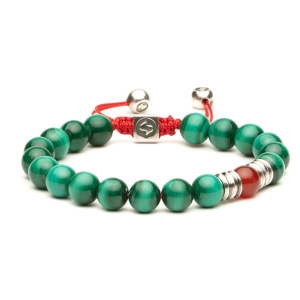 ENISSEY Браслет Shambala Curl малахит, сердолик
