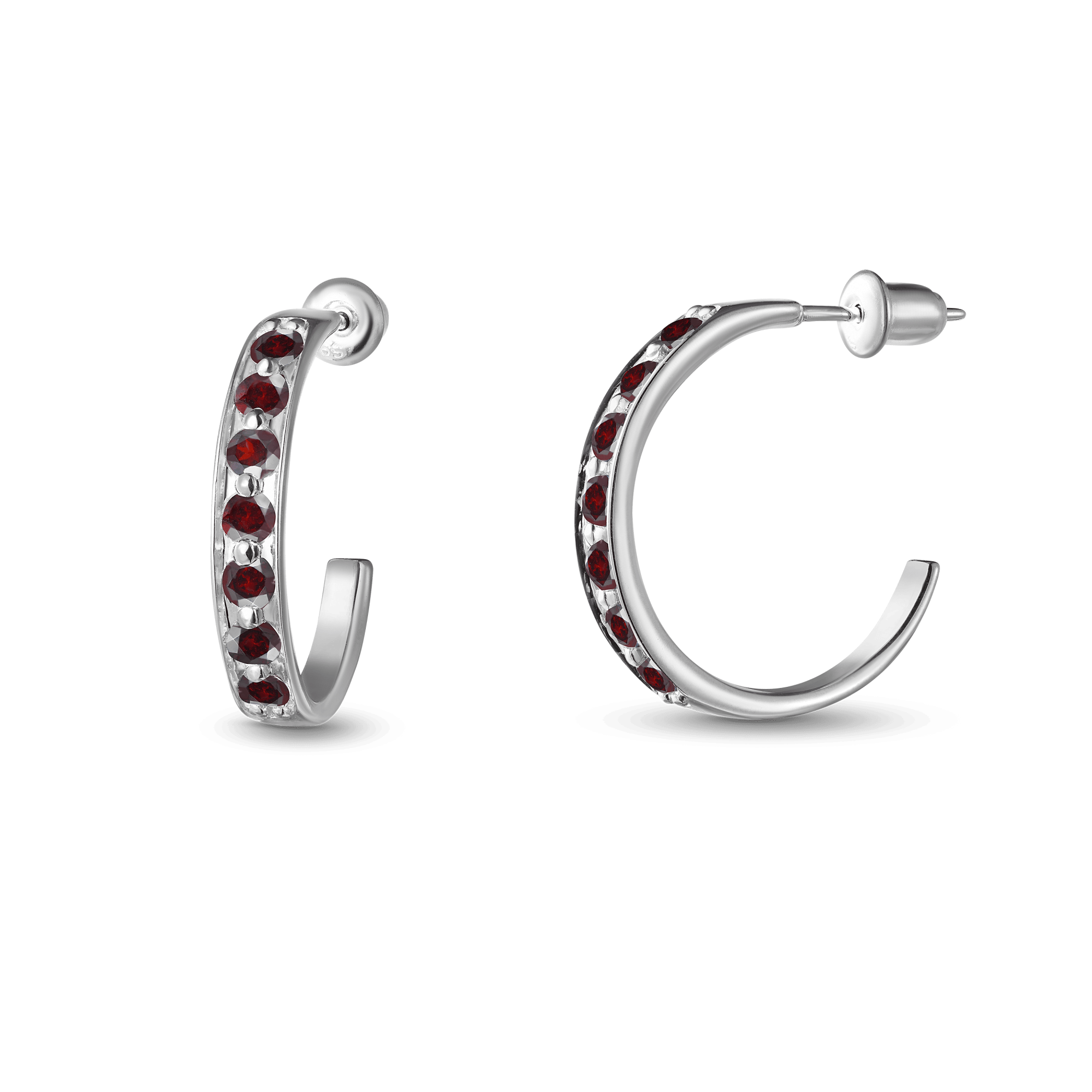 INFANTA Серьги-полукольца Traccia дорожка с гранатами