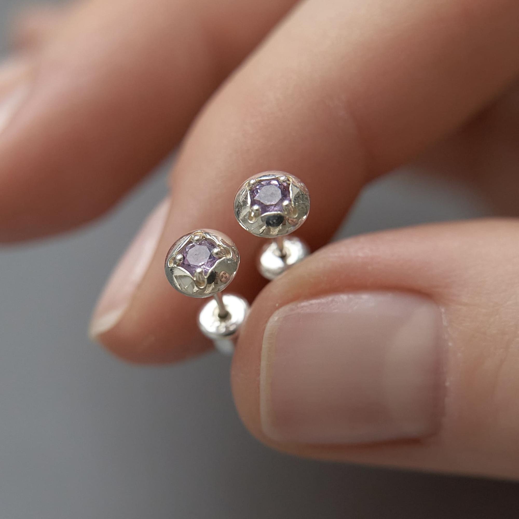 INFANTA Пусеты круглые Principessa Cerchio с аметистами в серебре