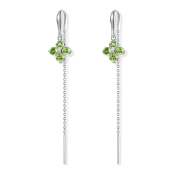 INFANTA Серьги протяжки Principessa Quadrifoglio с хризолитами в серебре