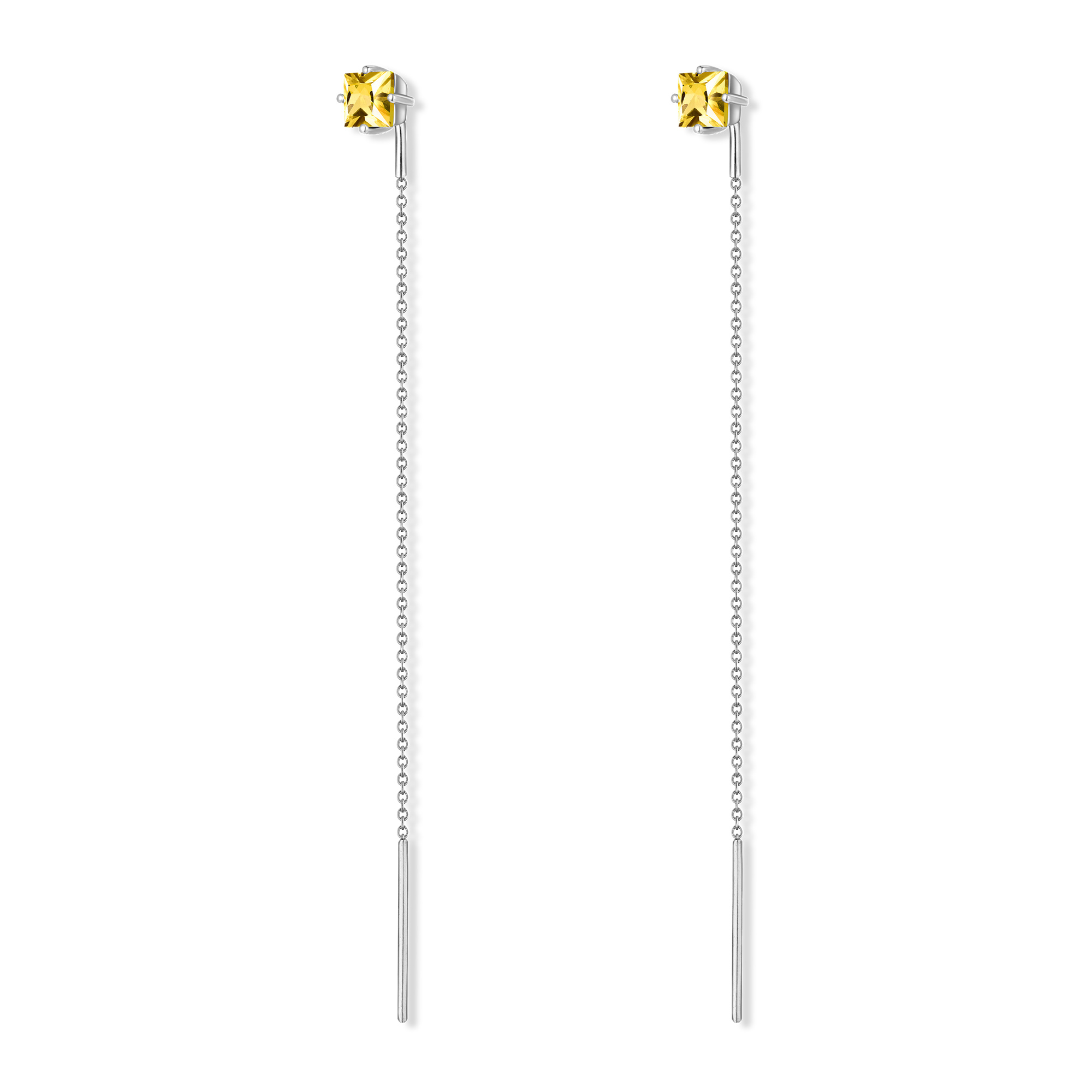INFANTA Серьги-протяжки Punto e Catena с цитринами в серебре