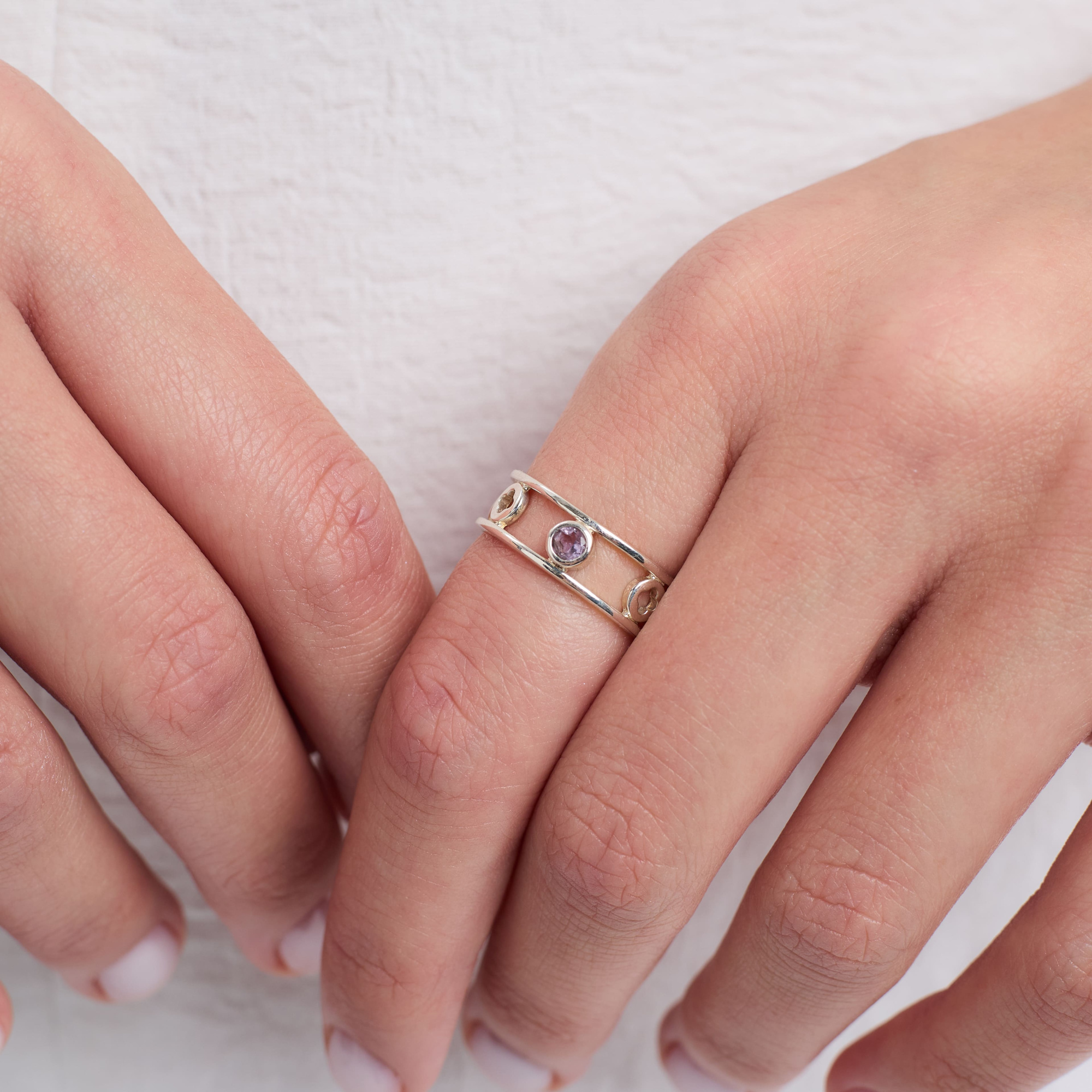 INFANTA Кольцо двойное Principessa Tamburello с аметистом