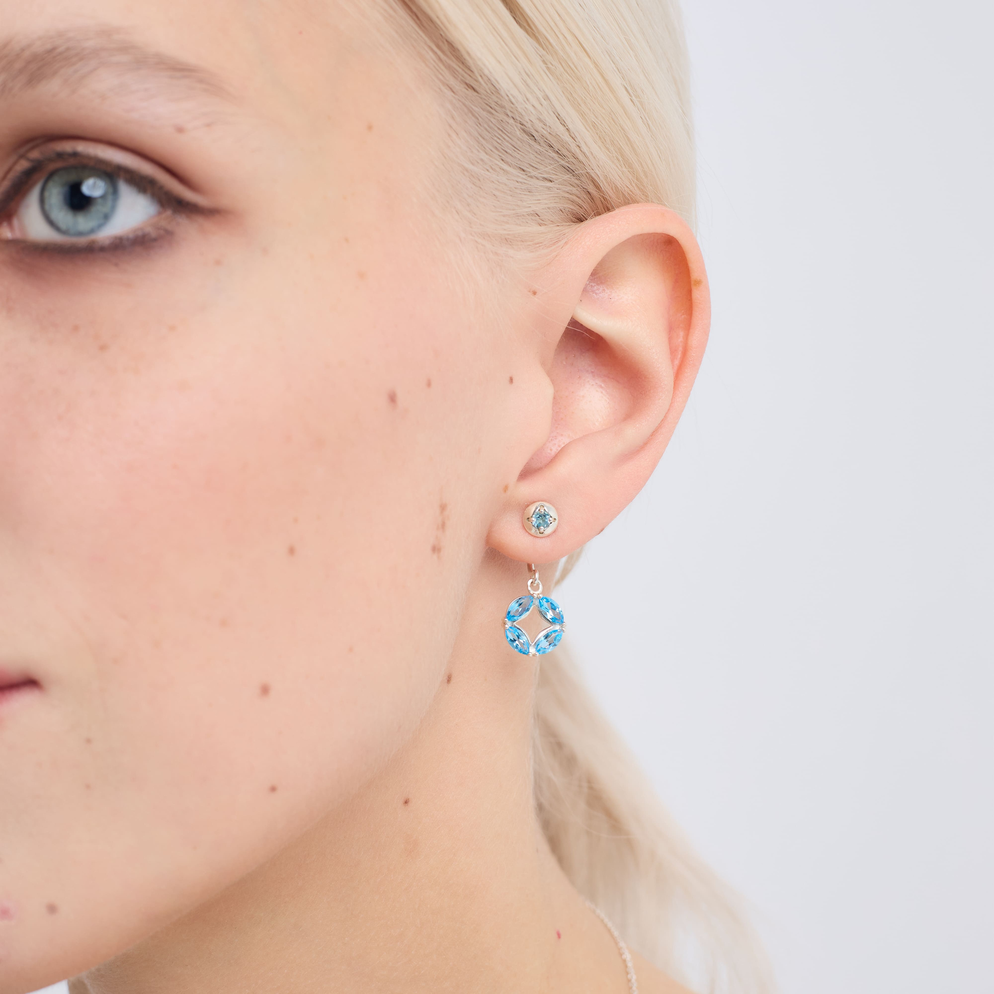 INFANTA Джекет для пусет малый Principessa для серег с топазами маркиз в серебре