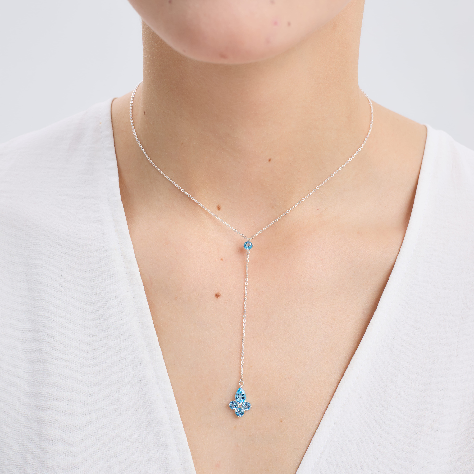 INFANTA Подвеска галстук Principessa Pera с топазами круг и груша в серебре