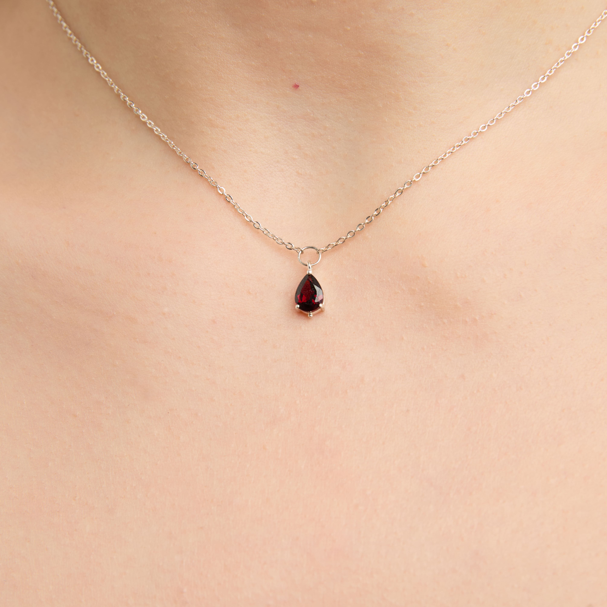 INFANTA Чокер Principessa Goccia с гранатом в серебре