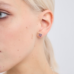 INFANTA Пусеты Principessa piccolo Quadrifoglio с аметистами в серебре