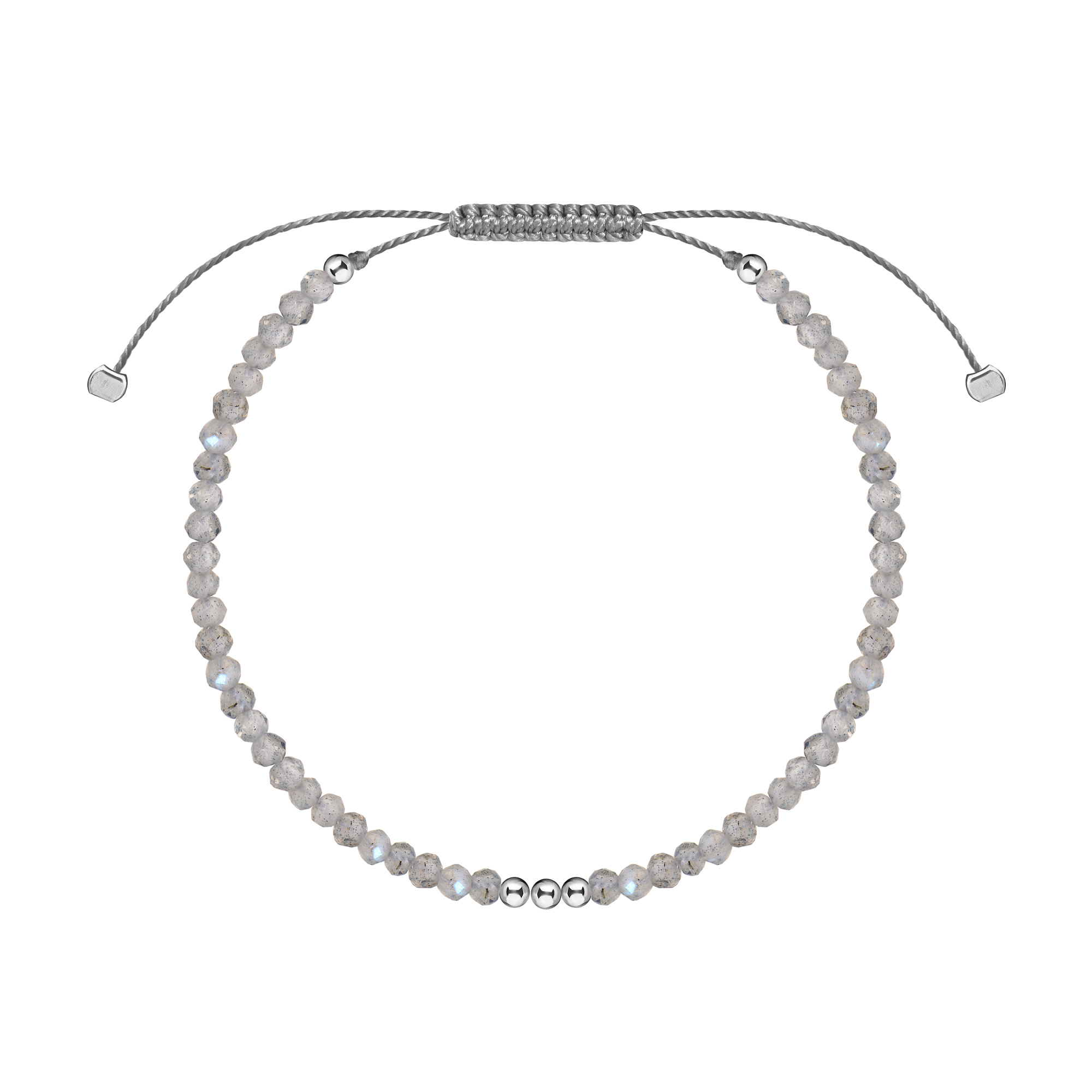 MS. MARBLE Браслет с лабрадоритом на нитке серебро