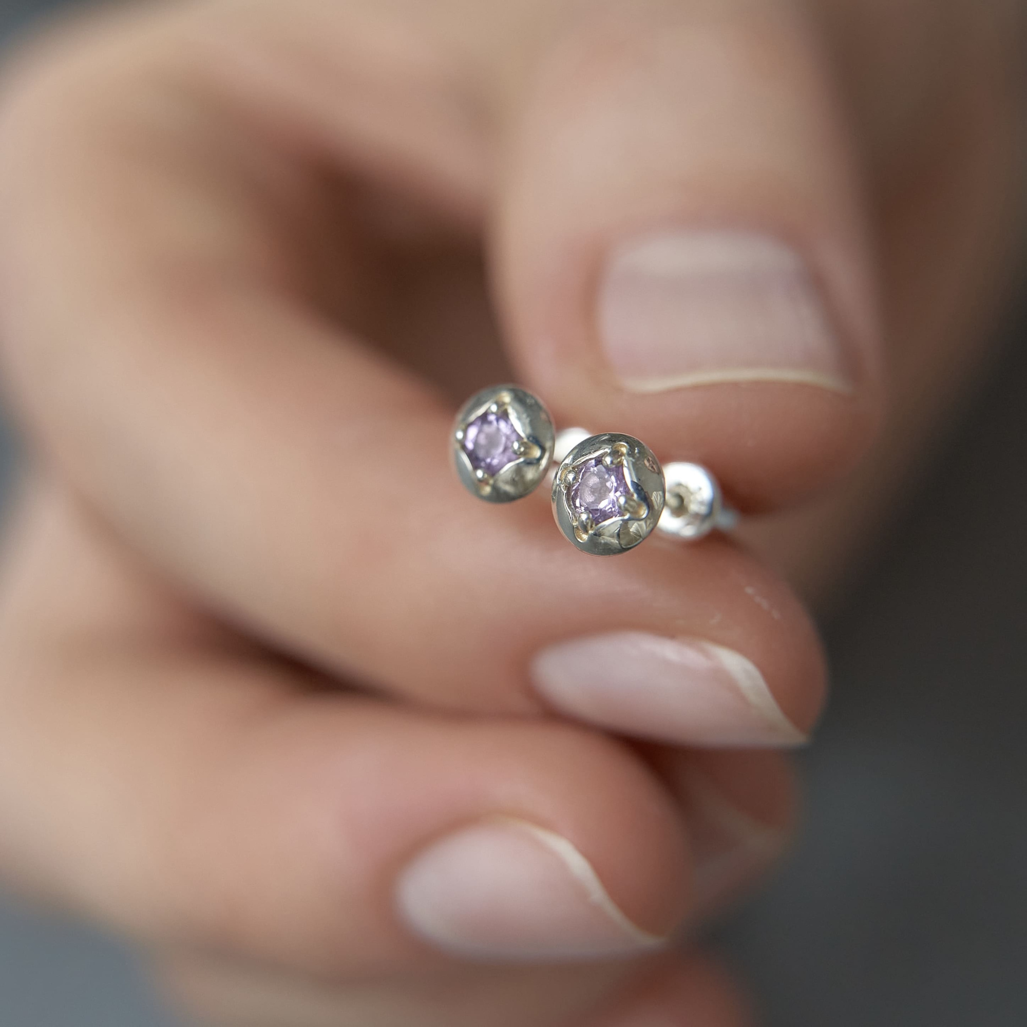 INFANTA Пусеты круглые Principessa Cerchio с аметистами в серебре